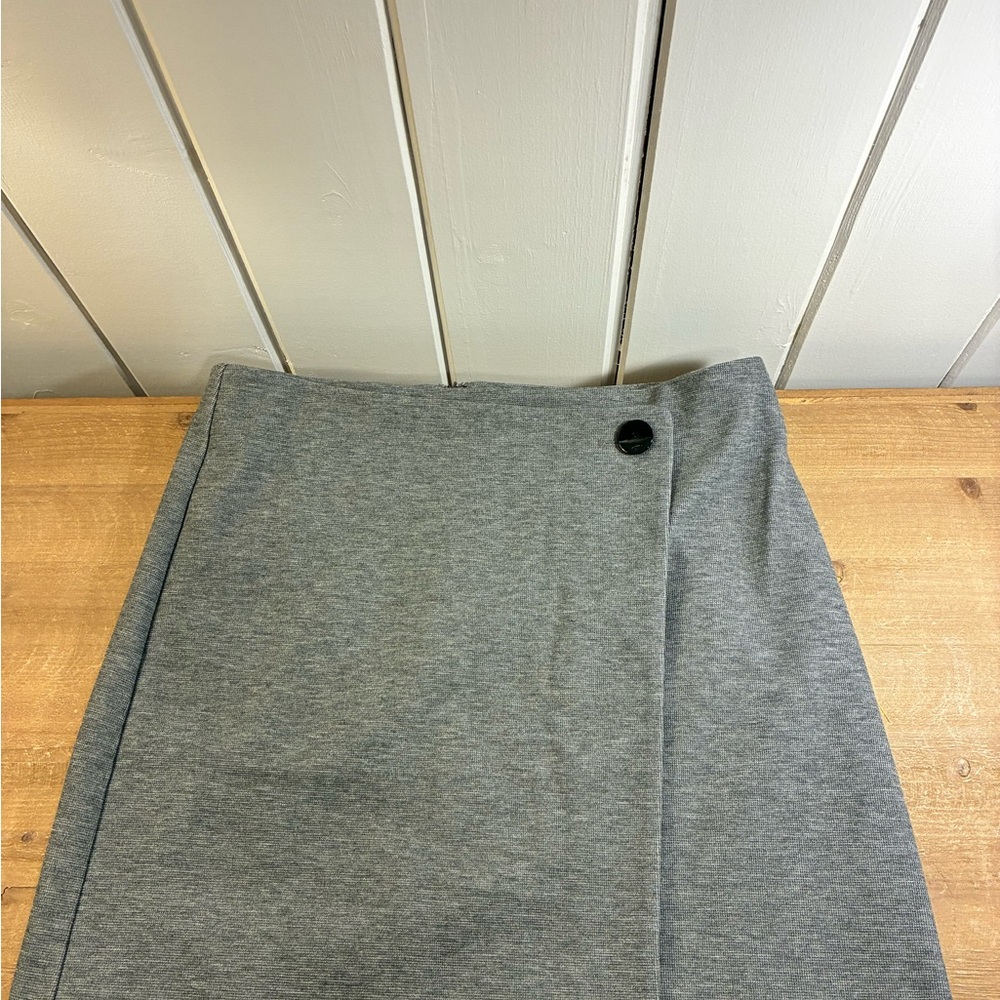 LOFT Grey Wrap-Front Pencil Skirt